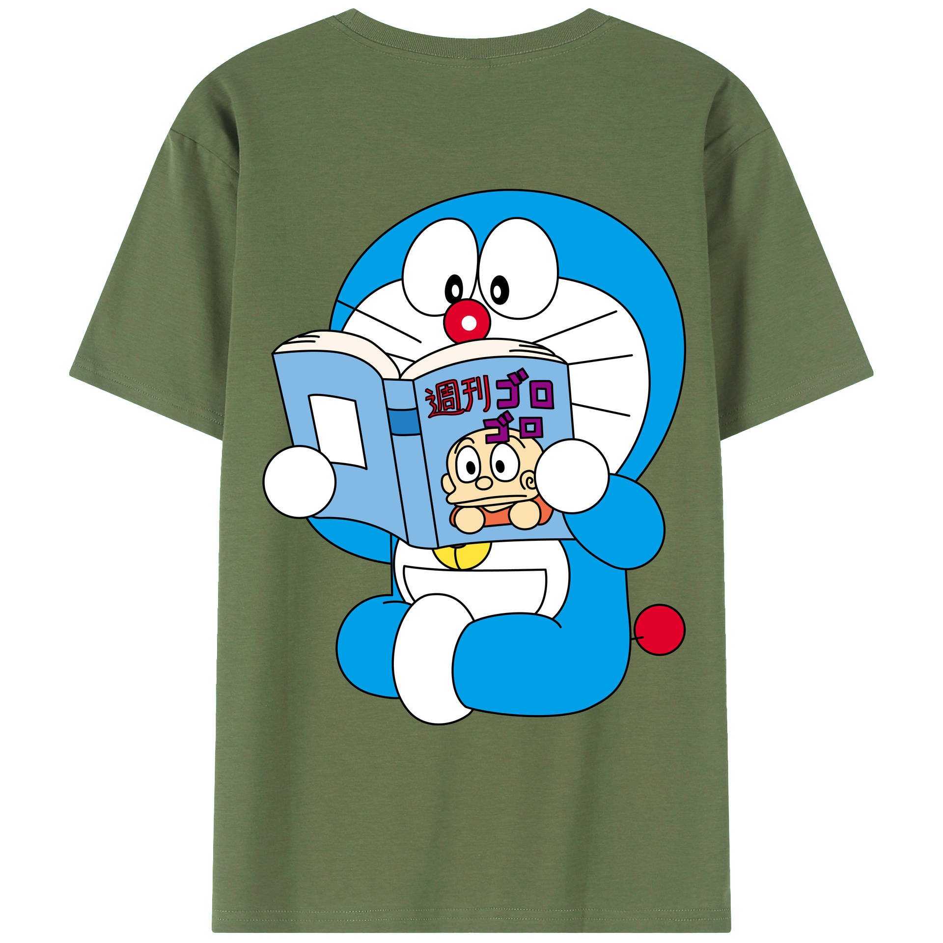 （画像用） ドラえもん Doraemon 綿100％ メンズ半袖Tシャツ（バックプリント） 通気性